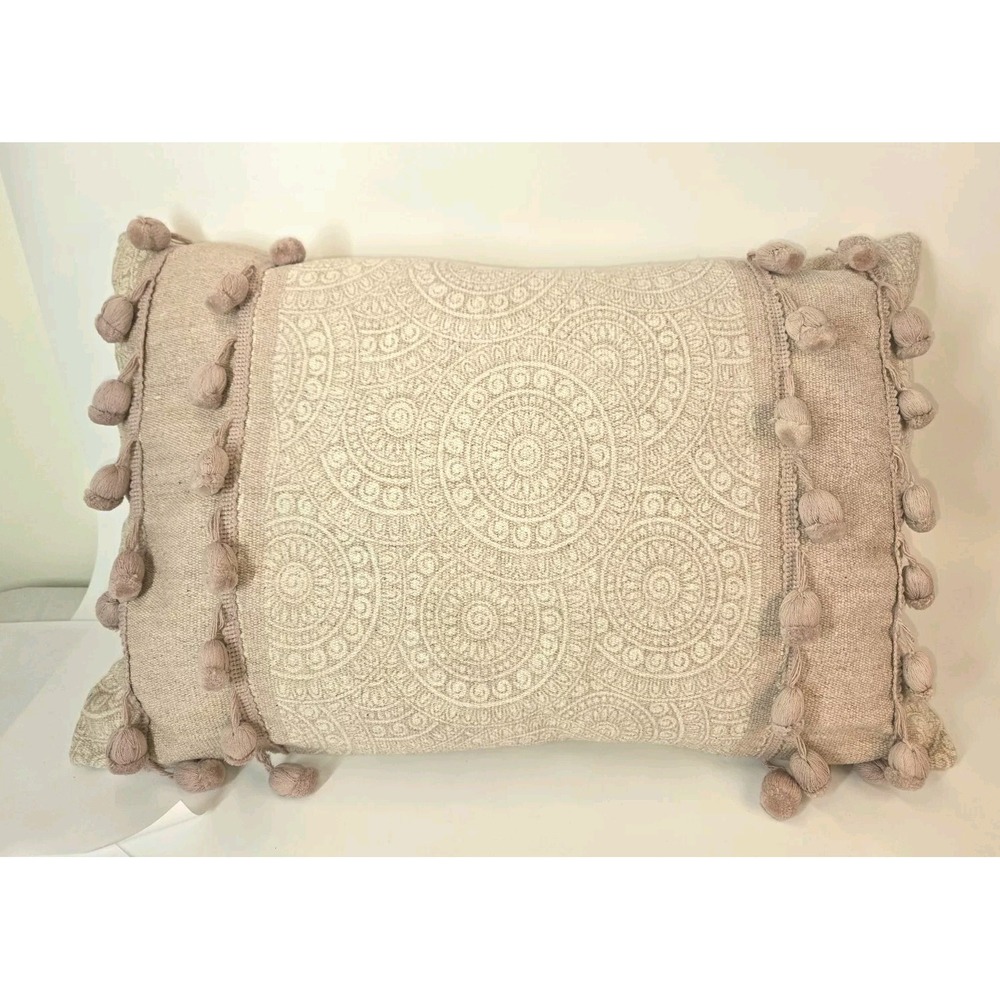 Threshold Pastel Lumbar Toss Pillow Tassels 12 X 21 Tapestry Shabby Chic Boho